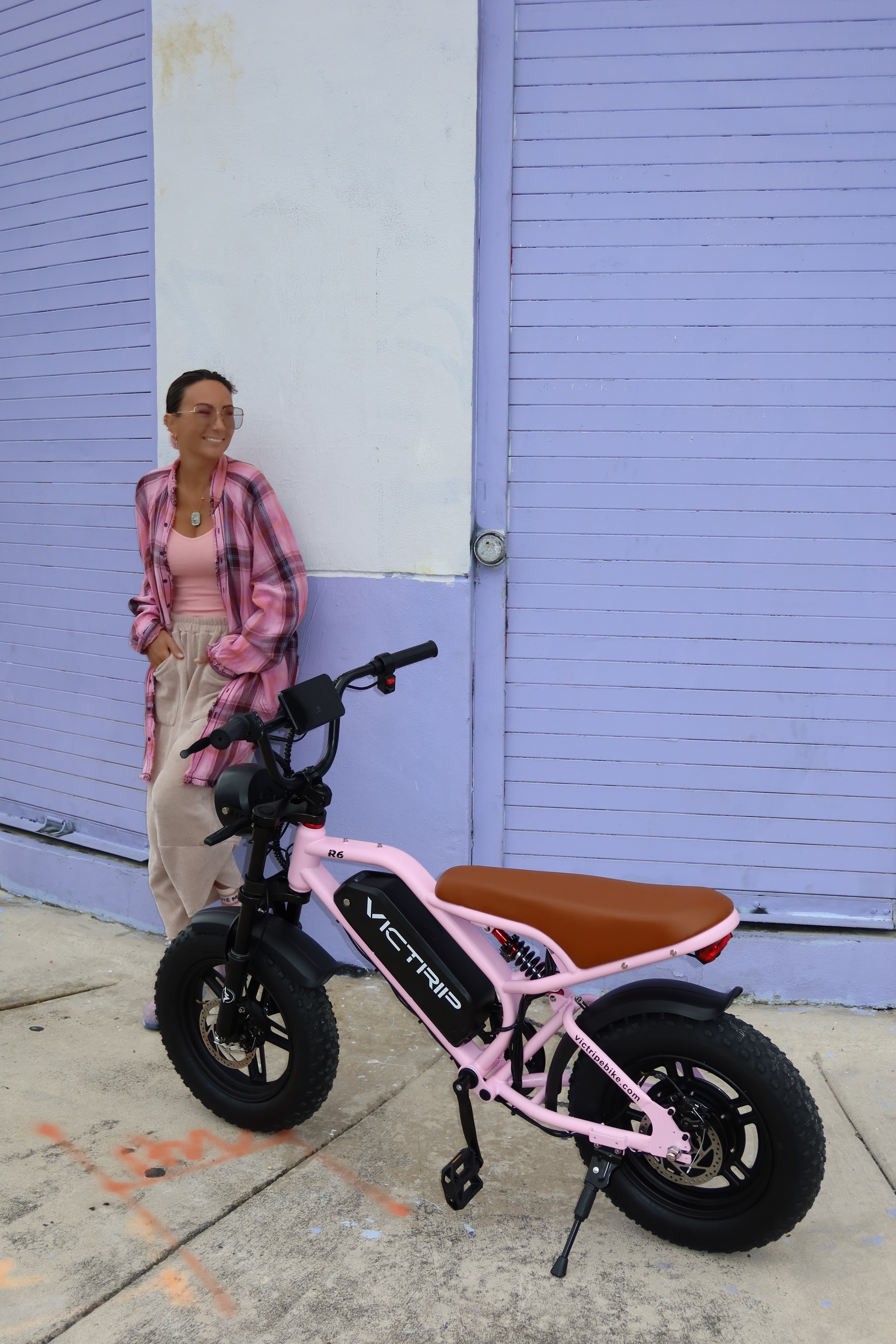 Pink E Bike Moped Style | VICTRIP