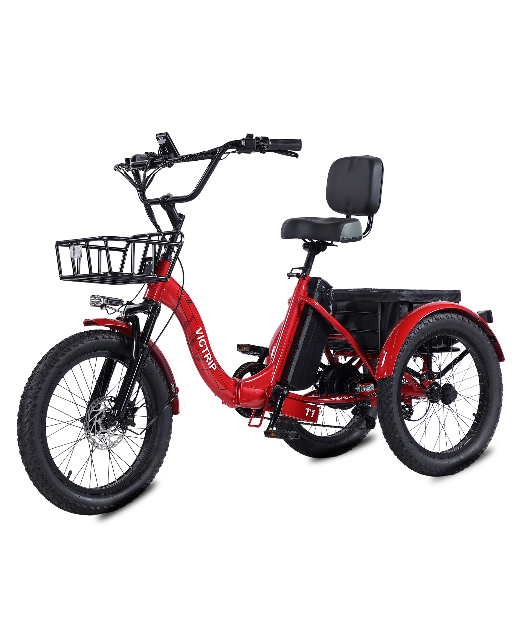 Red Electric Bike Three Wheeler | VICTRIP