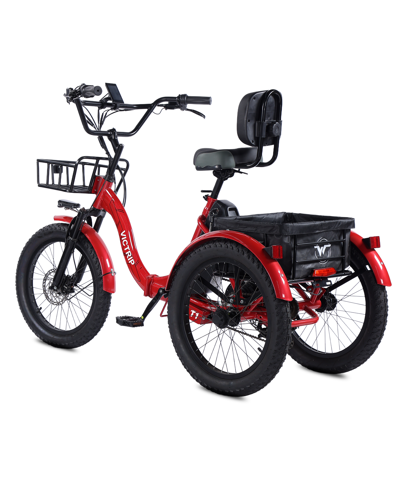 Electric tricycle with a large cargo basket