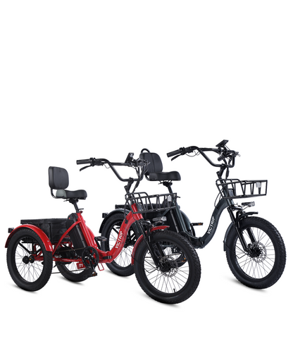 Victrip T1 Fat tire Electric Trike / 90%Pre-assembled / Reverse Mode / Peak 1000W Motor / 48V 20Ah / US / T1 Black + T1 Black