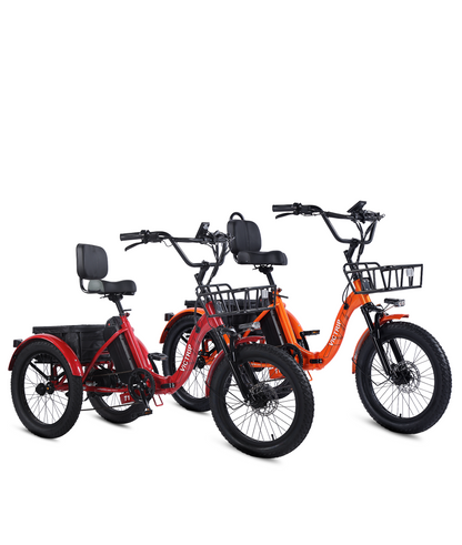Victrip T1 Fat tire Electric Trike / 90%Pre-assembled / Reverse Mode / Peak 1000W Motor / 48V 20Ah / US / T1 Orange + T1 Orange Victrip T1 Fat tire Electric Trike / 90%Pre-assembled / Reverse Mode / Peak 1000W Motor / 48V 20Ah / US / T1 Orange + T1 Orange